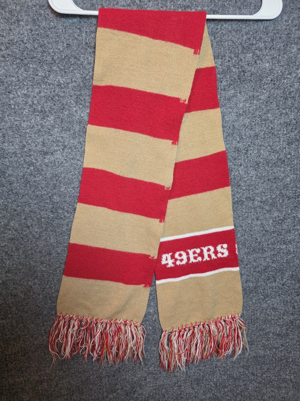 ​San Francisco 49ers Vintage Knit Scarf Red Gold White Striped Fringe NFL